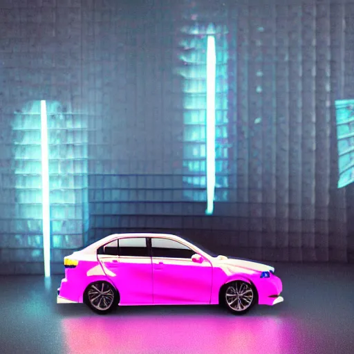 Image similar to tokyo vaporwave lexus ct 2 0 0 h origami neon signs raining, hyper realisitic