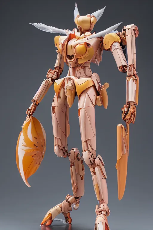 Image similar to futuristic nymphaea themed mecha waterlily upper body, sepals forming helmet, highly detailed, nymphaea, 8 k hd resolution, barbatos gundam with floral inlay, bandai box art, star wars, makoto kobayashi, frank gehry, raymond swanland