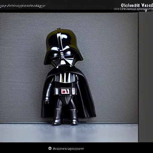 Image similar to 8k photography of a mini Darth Vader miniature in the style of Homer Simpson, photo studio, professional lighting, artstation trend, HDR