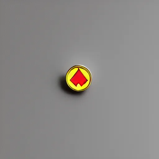 Image similar to a photo of a retro 7 0 s minimalistic fire warning enamel pin, studio lighting, behance