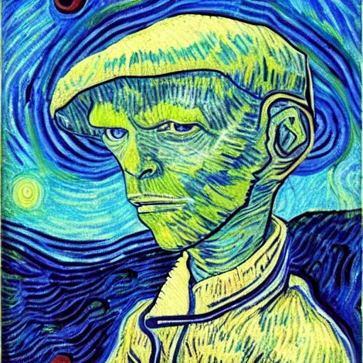 Image similar to portrait of Roswell Alien, painted by Van Gogh