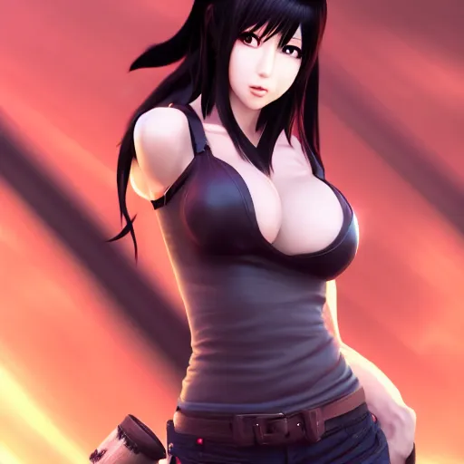 Prompt: face and body shot of tifa lockhart by wlop, rossdraws, mingchen shen, bangkuart, sakimichan, yan gisuka, jeongseok lee, artstation, 4k