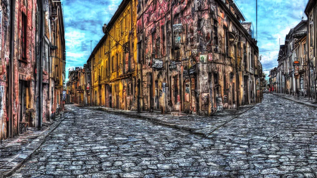 Prompt: a view of a euopean street hdr effect