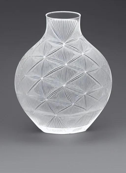 Image similar to Vase in the shape of impossible geometry by Escher, designed by Rene Lalique