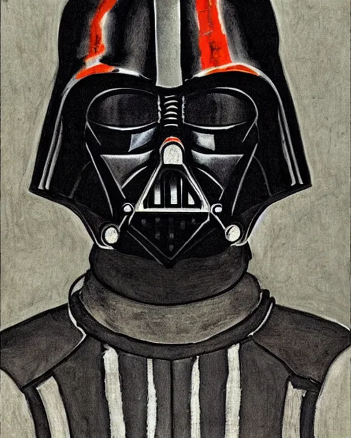 Prompt: portrait of darth vader by egon schiele in the style of greg rutkowski