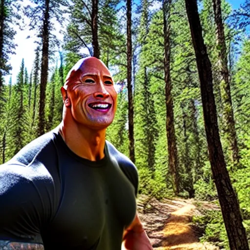 Prompt: dwayne the rock johnson trail cam