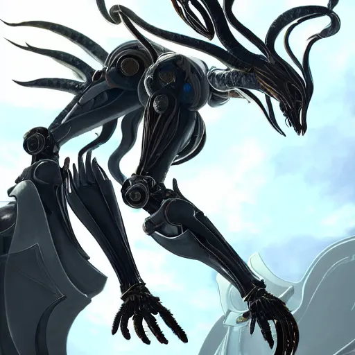 Image similar to highly detailed exquisite warframe fanart, worms eye view, looking up at a 500 foot tall beautiful saryn prime female warframe, as a stunning anthropomorphic robot female dragon, sleek smooth white plated armor, unknowingly walking over you, you looking up from the ground between the robotic legs, detailed legs looming over your pov, proportionally accurate, anatomically correct, sharp claws, two arms, two legs, robot dragon feet, camera close to the legs and feet, giantess shot, upward shot, ground view shot, front shot, epic shot, high quality, captura, realistic, professional digital art, high end digital art, furry art, giantess art, anthro art, DeviantArt, artstation, Furaffinity, 3D, 8k HD render, epic lighting