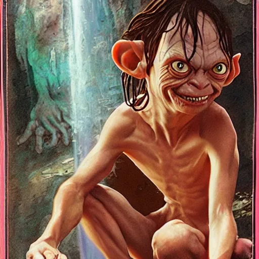 Prompt: gollum by drew struzan