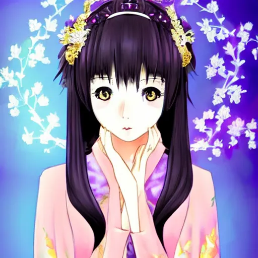 Prompt: elegant chinese princess, purple eyes, anime style, award winning art