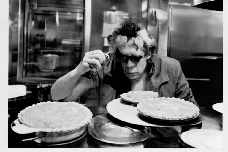 Prompt: lou reed baking pie in the empire state building