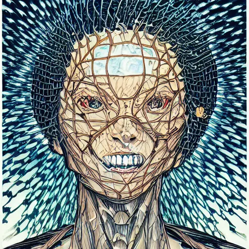 Image similar to shintaro kago yoji shinkawa and victo ngai cellular human body apophasis glorious energy of the sun cybernetic organism of pure energy and light synthetic emotional symposium of death