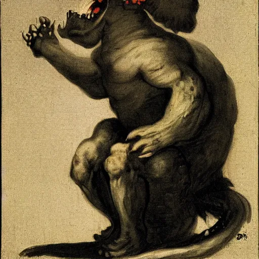 Prompt: monster by francisco goya