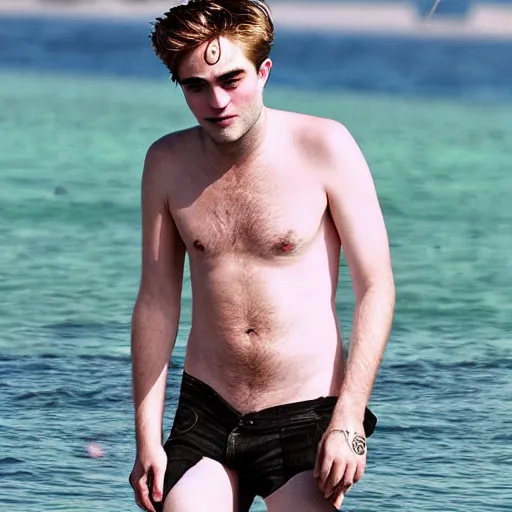 Prompt: robert pattinson as a merman