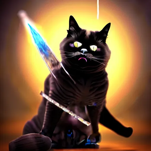 Prompt: someone demonstrating the dark arcane magic that is necessary to get this stupid cat to smile, highly detailed, trending on artstation, 8k, award winning artwork, oh and also grumpy cat is smiling in this one okay thanks