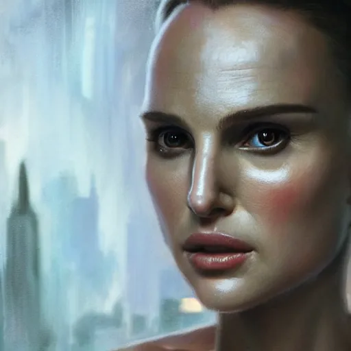 Prompt: a portrait of natalie portman as a replicant from blade runner, detailed, centered, digital painting, artstation, concept art, donato giancola, joseph christian leyendecker, wlop, boris vallejo, breathtaking, 8 k resolution, extremely detailed, beautiful, establishing shot, artistic, hyperrealistic, beautiful face, octane render