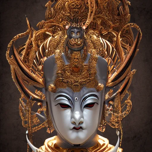 Prompt: naraka buddhist demon korean female, highly detailed, symmetrical long head, smooth marble surfaces, detailed ink illustration, raiden metal gear, cinematic smooth stone, deep aesthetic, concept art, post process, 4 k, carved marble texture and silk cloth, latex skin, highly ornate intricate details, in the style of 8 8 grzes