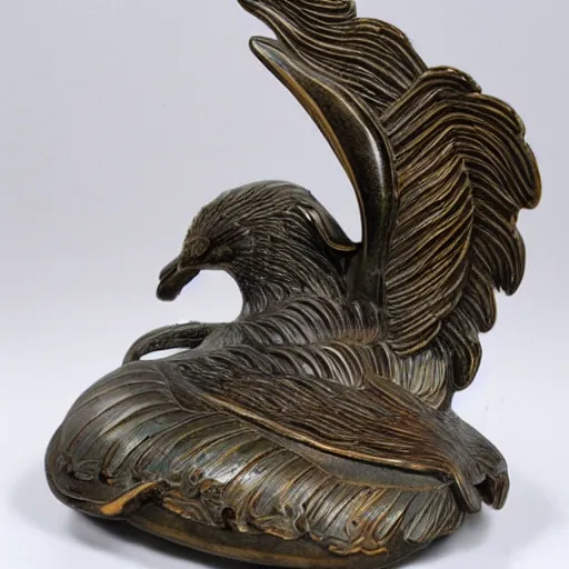 Prompt: phoenix statue made in tang dynasty