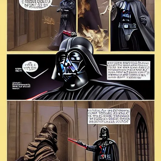 Image similar to Darth Vader using a magic stick, in the Harry Potter universe