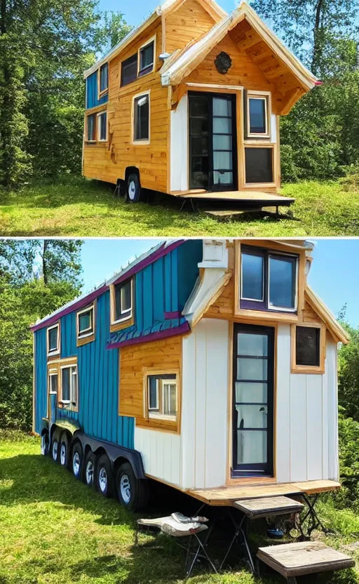 Image similar to tiny home that looks exactly like kamianets - podilskyi castle, but on a trailer