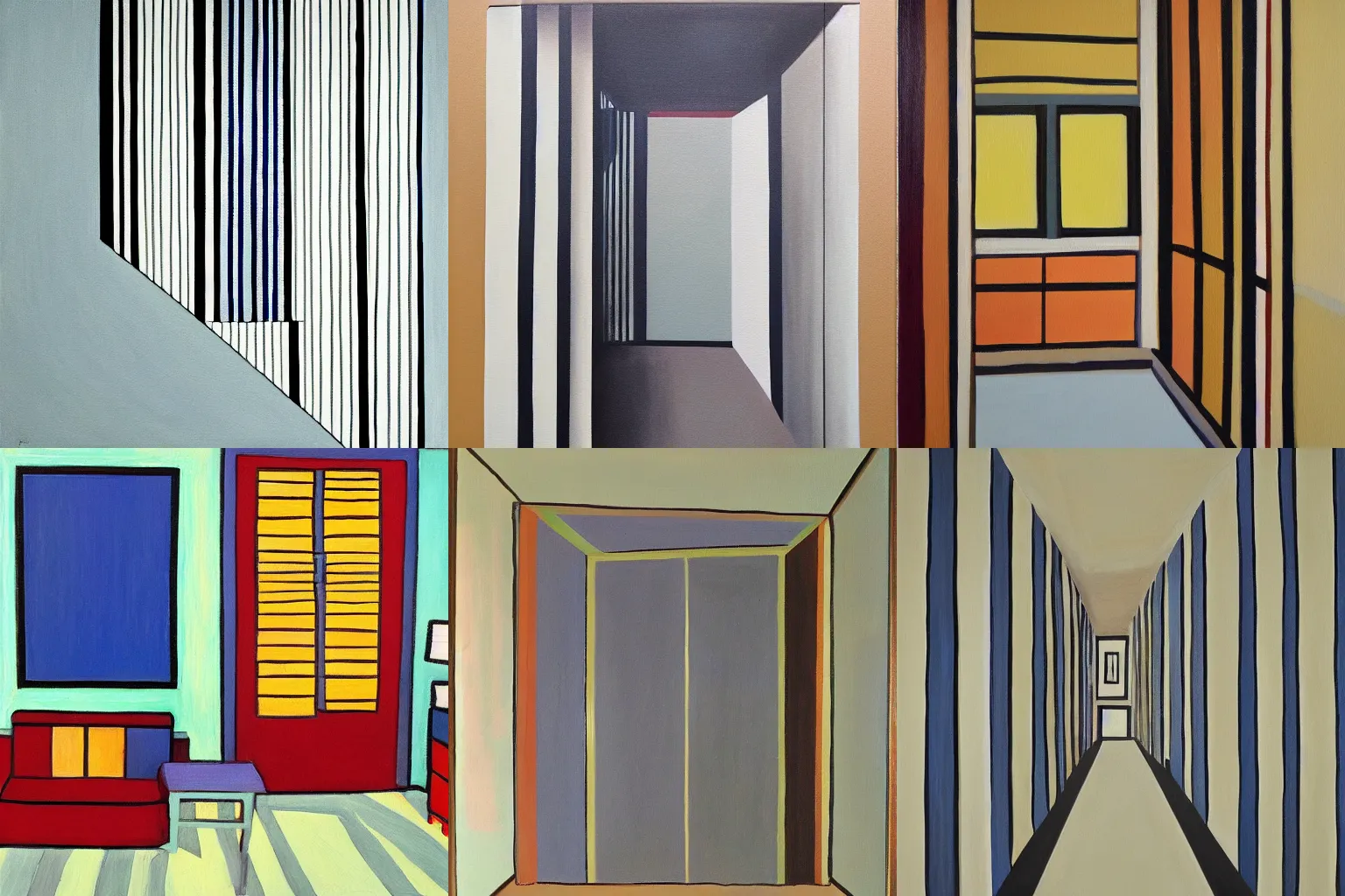Prompt: painting of room, diagonal lines