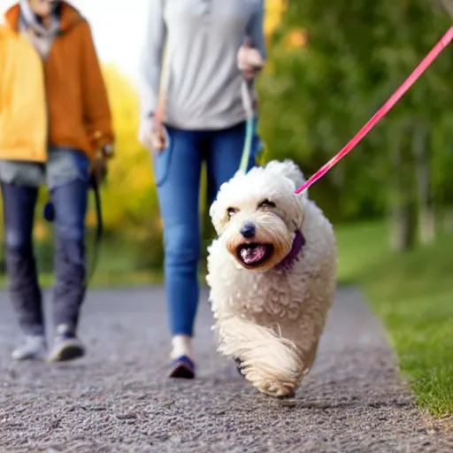 Image similar to a dog walking a human