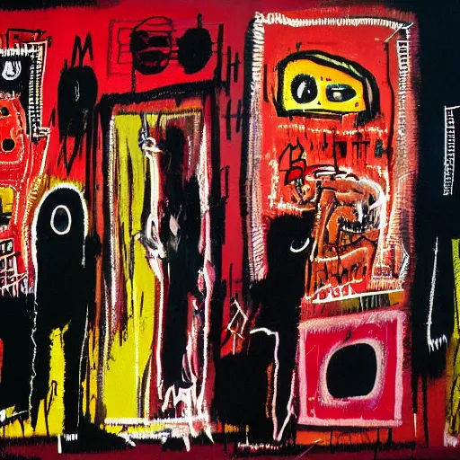 Image similar to inside a dark club, dancing, room is full of people, crowded, disco light, abstract expressionism, artwork by phillip guston and jean - michel basquiat