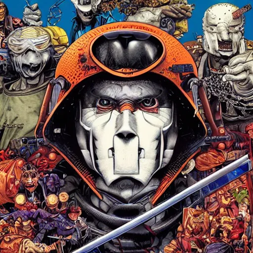 Image similar to portrait of crazy casey jones, symmetrical, by yoichi hatakenaka, masamune shirow, josan gonzales and dan mumford, ayami kojima, takato yamamoto, barclay shaw, karol bak, yukito kishiro