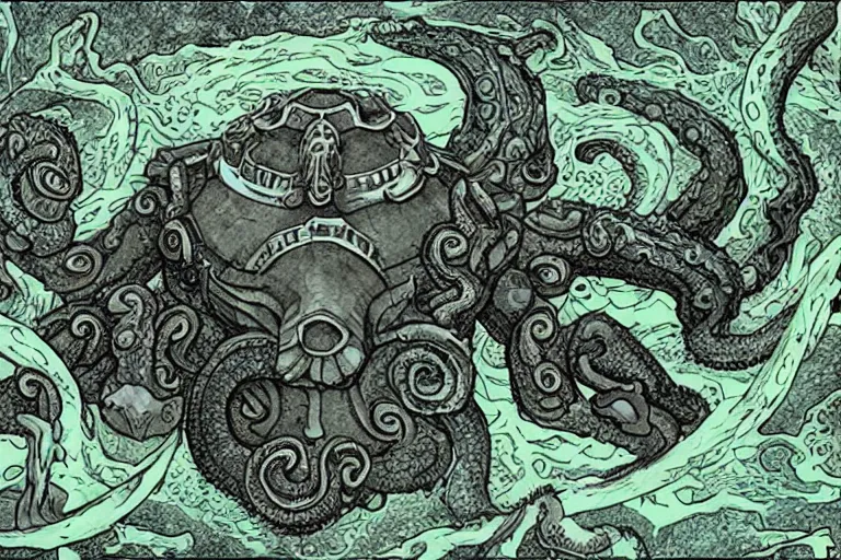 Image similar to an ai refer of cthulhu being rendered by and ai infinity deep