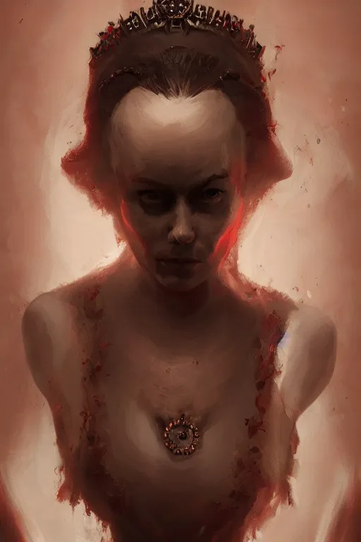 Image similar to Queen Elizabeth 2 eat the soul and youth of a young girl, highly detailed, digital painting, artstation, concept art, smooth, sharp focus, illustration