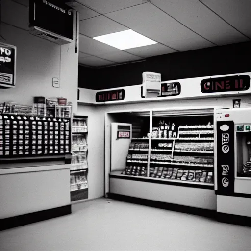 Image similar to cinestill 5 0 d photograph of the inside of an empty convenience store