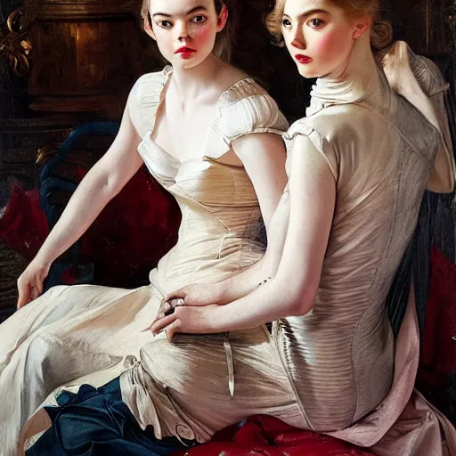 Prompt: elle fanning, ana de armas, anya taylor joy in prey picture by j. c. leyendecker and peter paul rubens, asymmetrical, dark vibes, realistic painting, organic painting, matte painting, geometric shapes, hard edges, graffiti, street art : 2 by j. c. leyendecker and peter paul rubens : 4