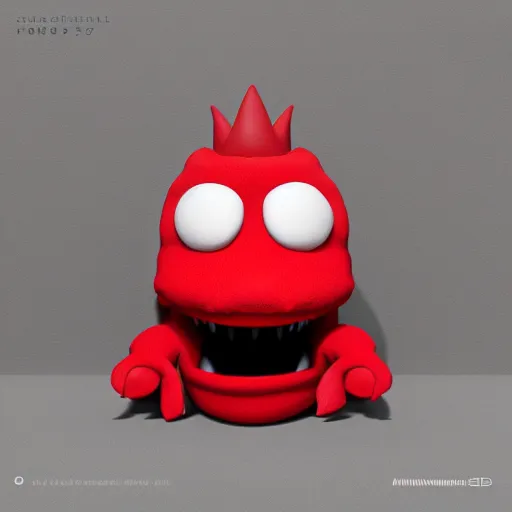 Prompt: cute fumo plush of an angry red imp, soft shadow, stylized render, vray