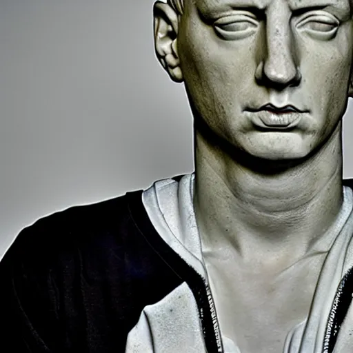 Prompt: eminem as a greek marble statue