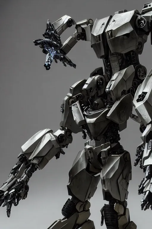 Image similar to cinematic still in ps 5 armoredcore 6 and real steel movie and westworld and pacific rim movie, one slim full body ornate humanoid armored core mega mech by fujioka kenki and by mamoru nagano