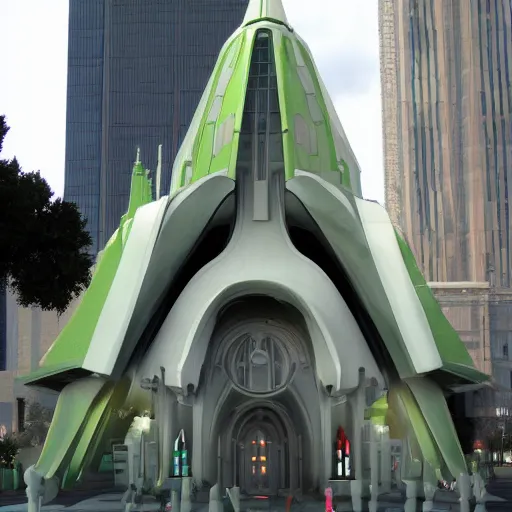 Image similar to futuristic cathedral inspired by boba fett