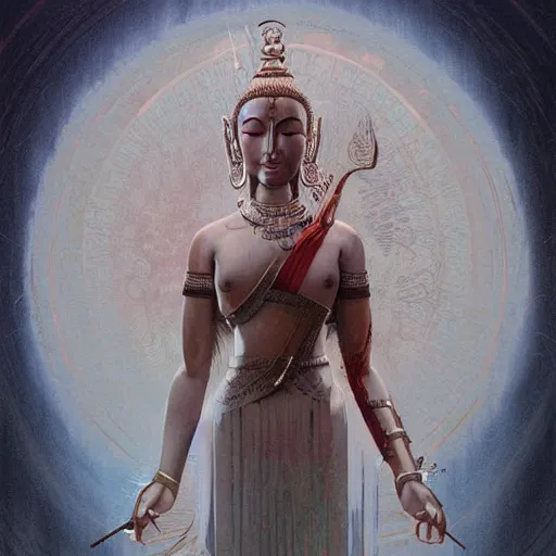 Image similar to cher!!!!! bodhisattva, elegant, portrait, illustration art by greg rutkowski