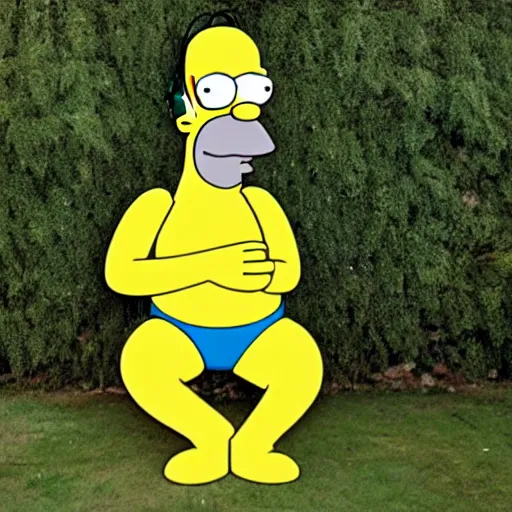 Image similar to highly detailed photograph of homer simpson as a bush