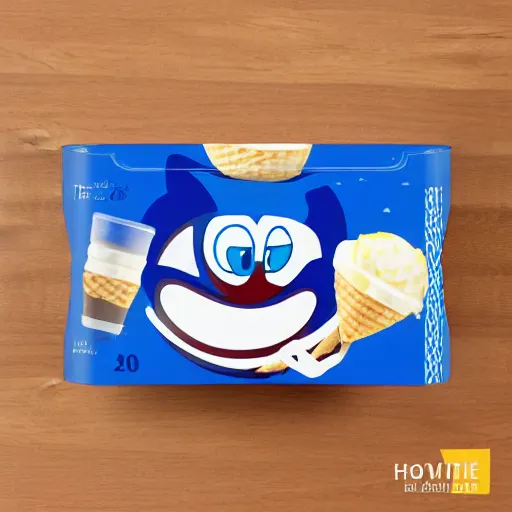 Prompt: sanic the hedgehog ice cream bar product photograph