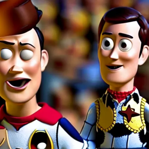 Image similar to movie still of harry kane and son heung - min in toy story,