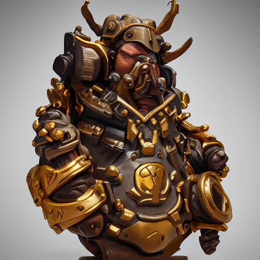 Image similar to high intricate bust of overwatch roadhog carved from wood in baroque style, studio light, maria panfilova, andrea savchenko, mike kime, ludovic plouffe, qi sheng luo, oliver cook, trending on artstation