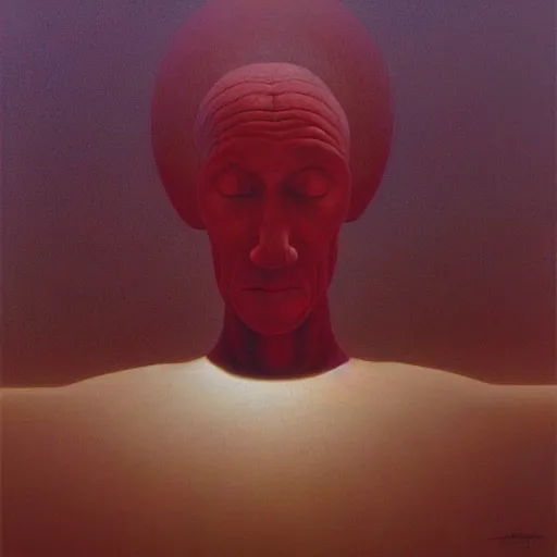 Image similar to a silent prayer like dreamers do. by jeffrey smith, zdzisław beksinski oil on canvas