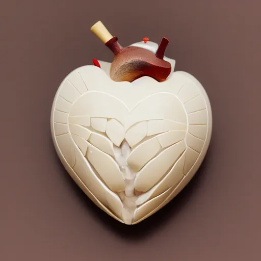 Image similar to anatomically correct heart carved out of ivory, canon 5 d 5 0 mm lens