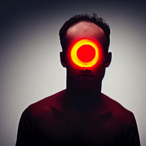 Image similar to a man with red glowing eyes