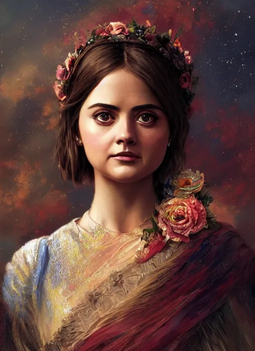 Prompt: beautiful portrait of jenna coleman, fantasy, digital art by eugene de blaas, ross tran, and nasreddine dinet, vibrant color scheme, intricately detailed, in the style of romanticism, cinematic, artstation, greg rutkowski