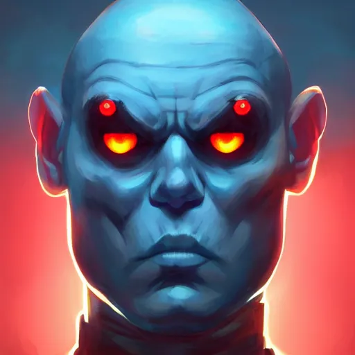 Prompt: centered mid ground full face portrait of an angry soldier with glowing red eyes, a bald head and blue skin, rogue trooper, cyberpunk dark fantasy art, gta 5 cover, official fanart behance hd artstation by jesper ejsing, by rhads, makoto shinkai and lois van baarle, ilya kuvshinov, ossdraws, unreal engine