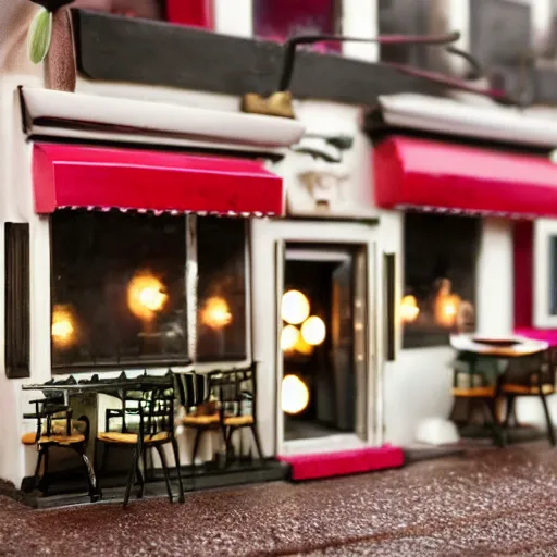 Image similar to miniature fancy restaurant, macro photo