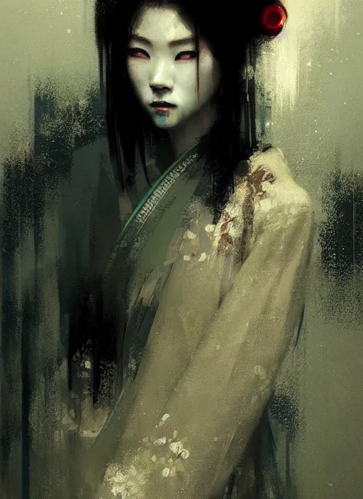 female geisha girl, night vision, beautiful face, rule | Stable ...