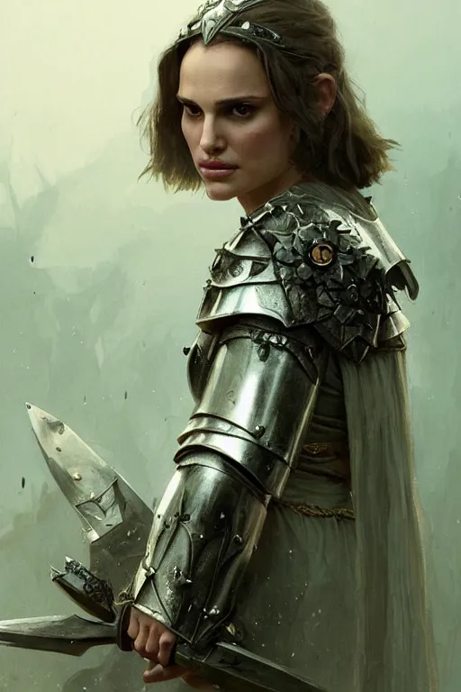 Image similar to natalie portman, legendary warrior, heroic, lord of the rings, tattoos, decorative ornaments, battle armor, by carl spitzweg, ismail inceoglu, vdragan bibin, hans thoma, greg rutkowski, alexandros pyromallis, perfect face, fine details, realistic shading photorealism