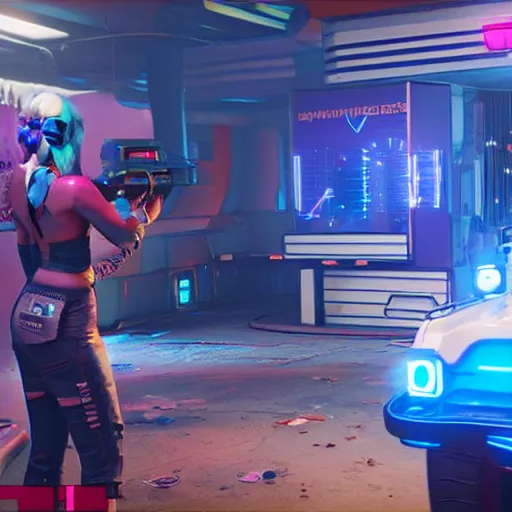 Image similar to Smurfette in cyberpunk 2077 unreal engine 5 8k hyperdetailed