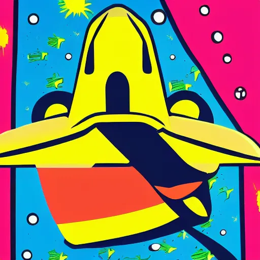 Image similar to space ship, pop art